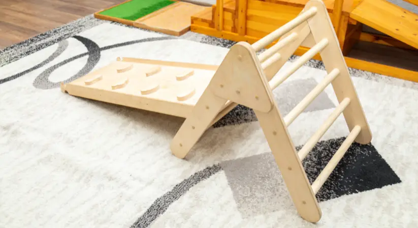 Foldable Wooden Climbing Triangle with Sliding Ramp